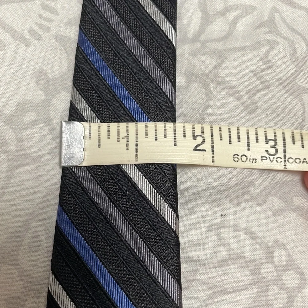 Boy’s Calvin Klein Silk Tie — Blue/Gray/Silver Stripes